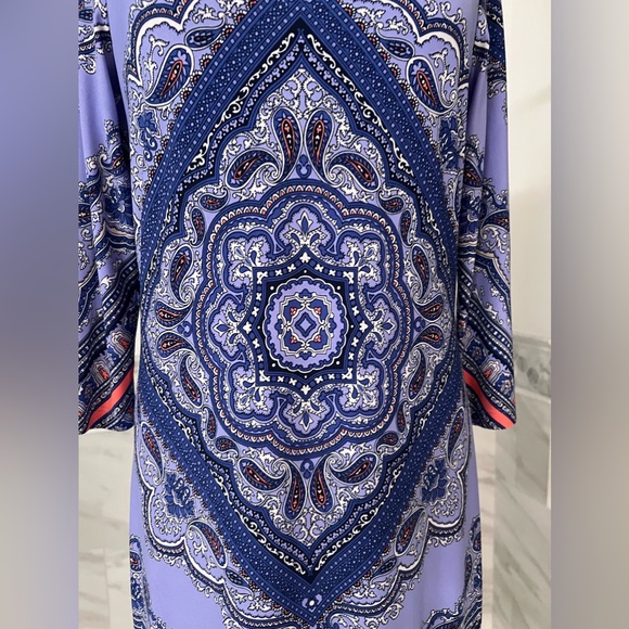 Antonio Melani Stretch Damask Print Lavender Purple Dress Sz M - Picture 3 of 8
